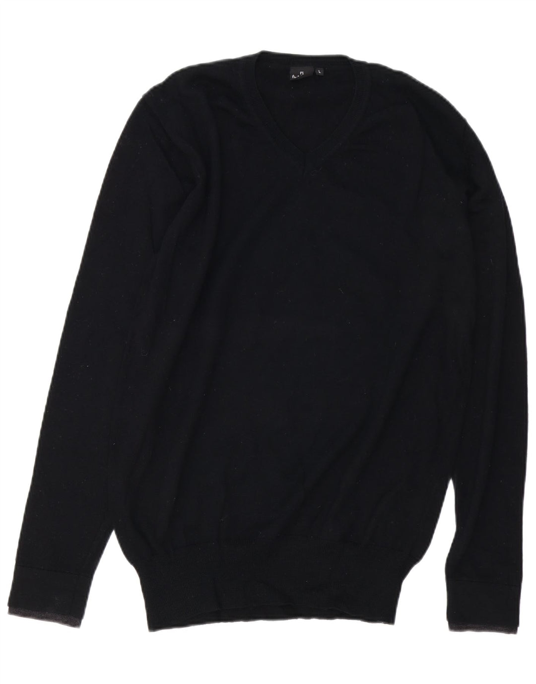 PAUL SMITH Mens V-Neck Jumper Sweater Large Black Merino Wool