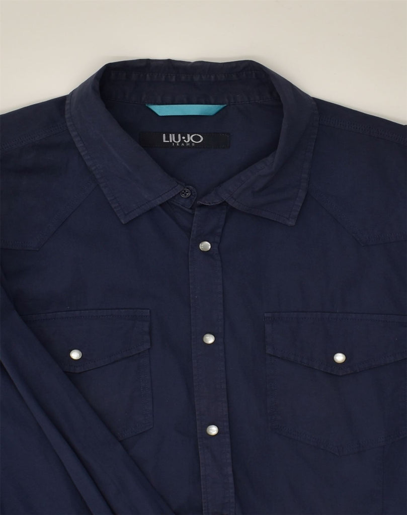 LIU JO Mens Shirt Size 42 Large Navy Blue | Vintage Liu Jo | Thrift | Second-Hand Liu Jo | Used Clothing | Messina Hembry 