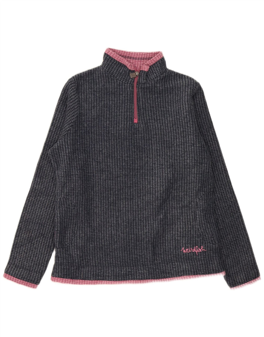 Weird Fish Womens Zip Neck Fleece Jumper UK 12 Medium Grey Polyester