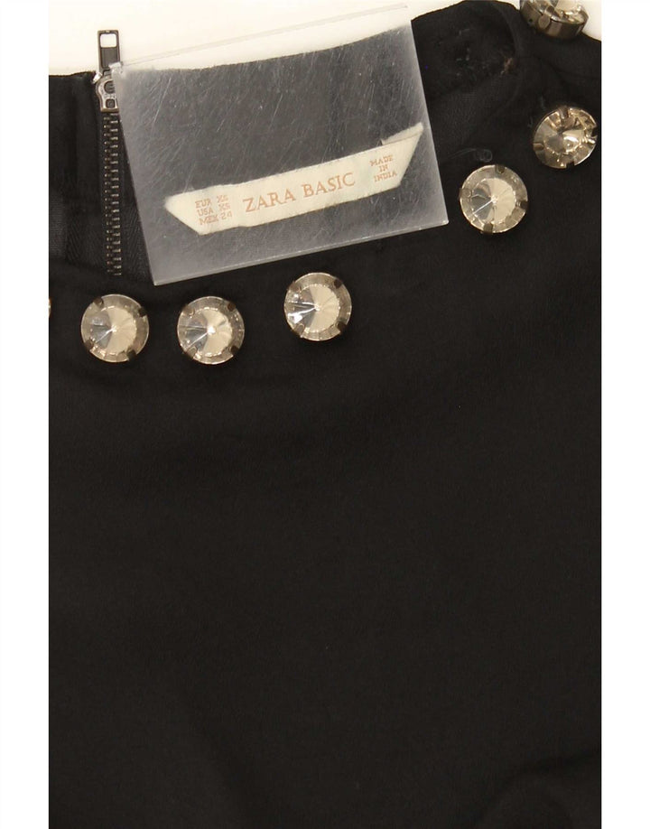 Zara Womens Sleeveless Blouse Top UK 6 XS Black