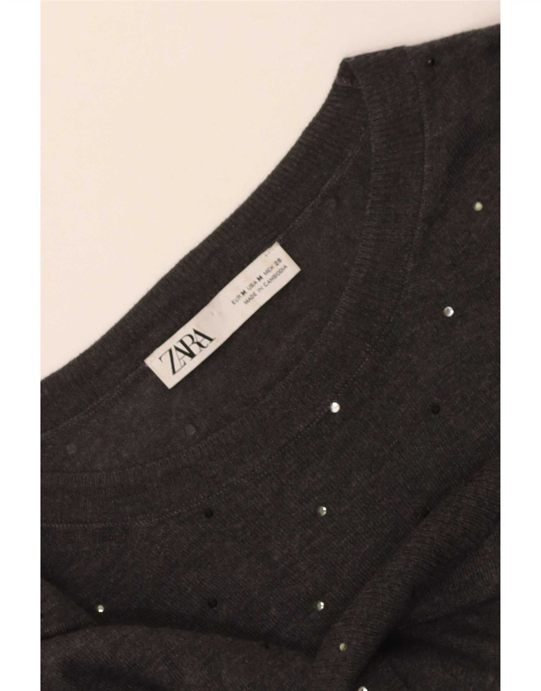 Zara Womens Boat Neck Jumper Sweater UK 14 Medium Grey