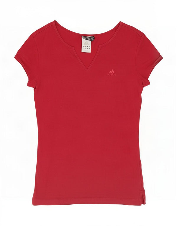 Adidas Womens T-Shirt Top UK 12 Medium Pink Cotton