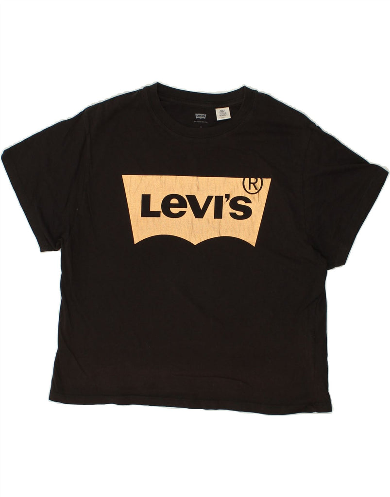 LEVI'S Womens Crop Graphic T-Shirt Top UK 10 Small Black Cotton | Vintage Levi's | Thrift | Second-Hand Levi's | Used Clothing | Messina Hembry 