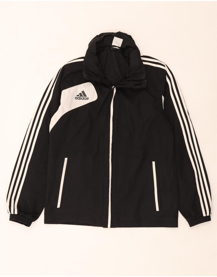 Adidas Mens Hooded Rain Jacket UK 40/42 Medium Black Colourblock Polyester