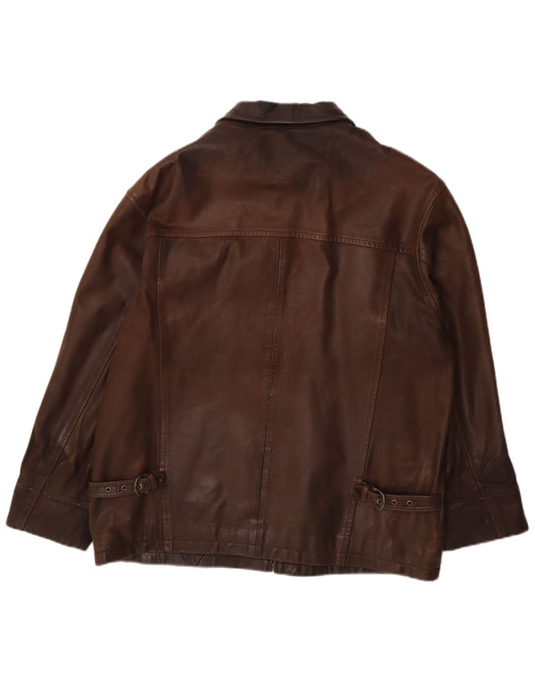 Peek & Cleppenburg Mens Leather Jacket UK 40 Large Brown Leather