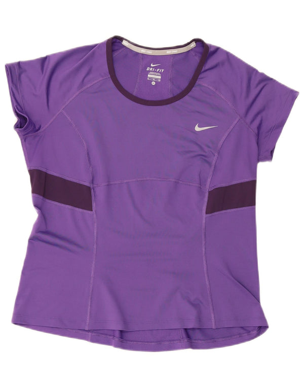 Nike Womens Dri Fit T-Shirt Top UK 18 XL Purple Colourblock