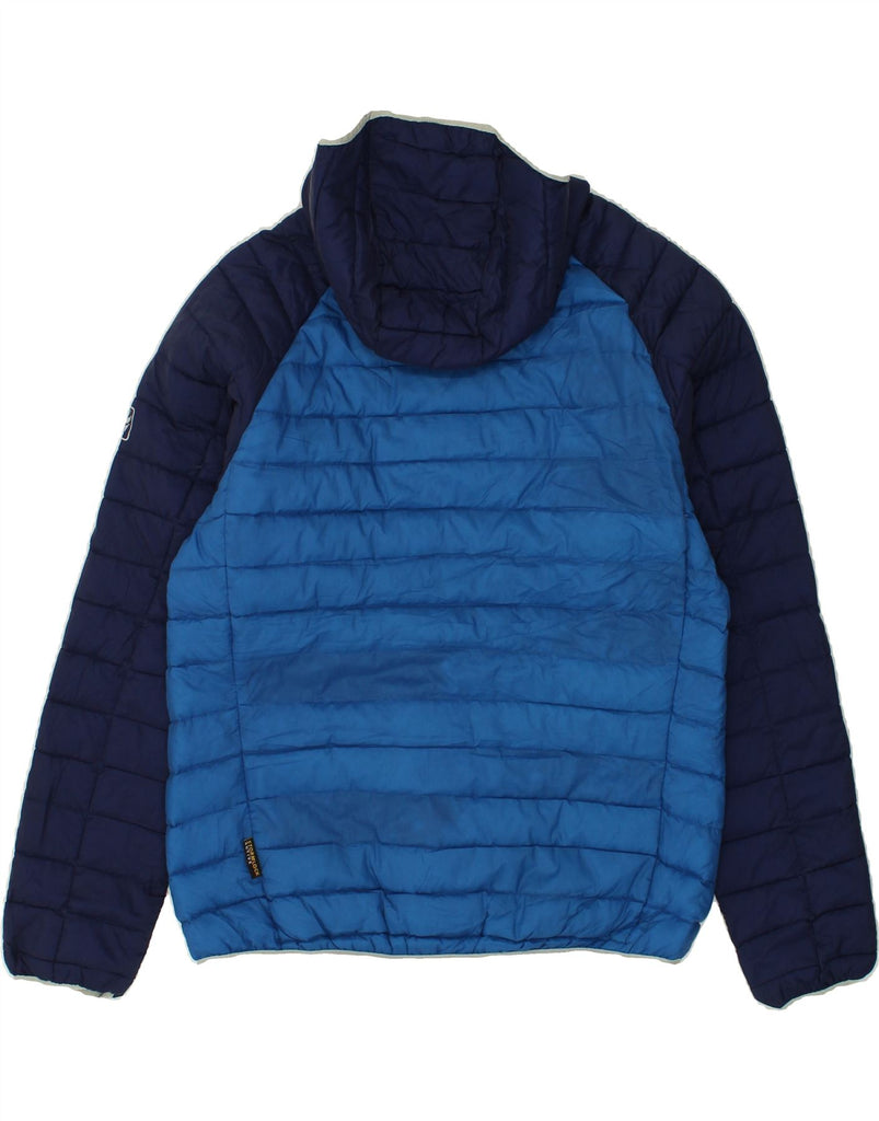 JACK WOLFSKIN Mens Hooded Padded Jacket UK 38 Medium Blue Colourblock | Vintage Jack Wolfskin | Thrift | Second-Hand Jack Wolfskin | Used Clothing | Messina Hembry 