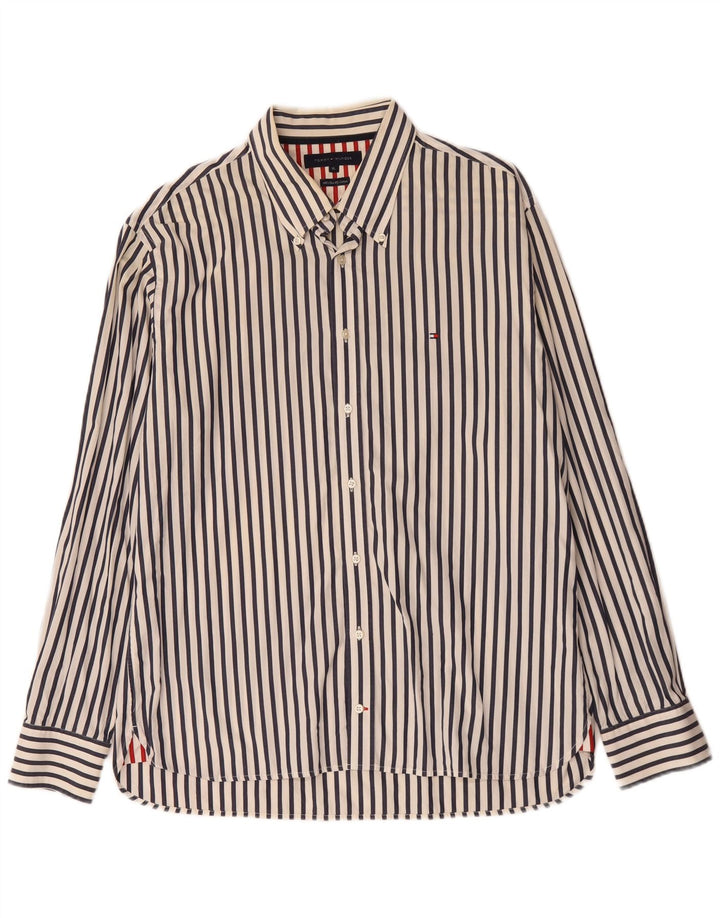 Tommy Hilfiger Mens Shirt XL White Striped Cotton
