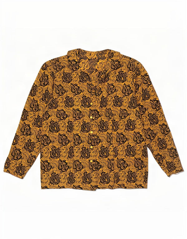 Vintage Womens Shirt Blouse UK 14 Large Yellow Floral