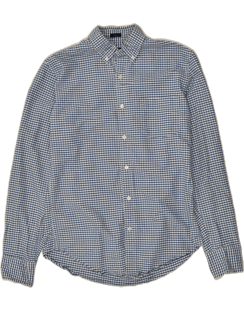 J. CREW Mens Oxford Slim Shirt Medium Blue Gingham Cotton | Vintage J. Crew | Thrift | Second-Hand J. Crew | Used Clothing | Messina Hembry 