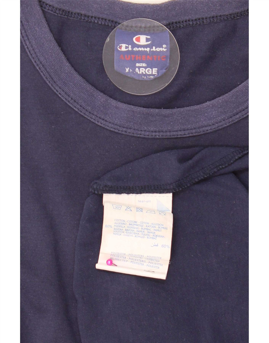Champion Mens Long Sleeve Top Long Sleeve XL Navy Blue Cotton