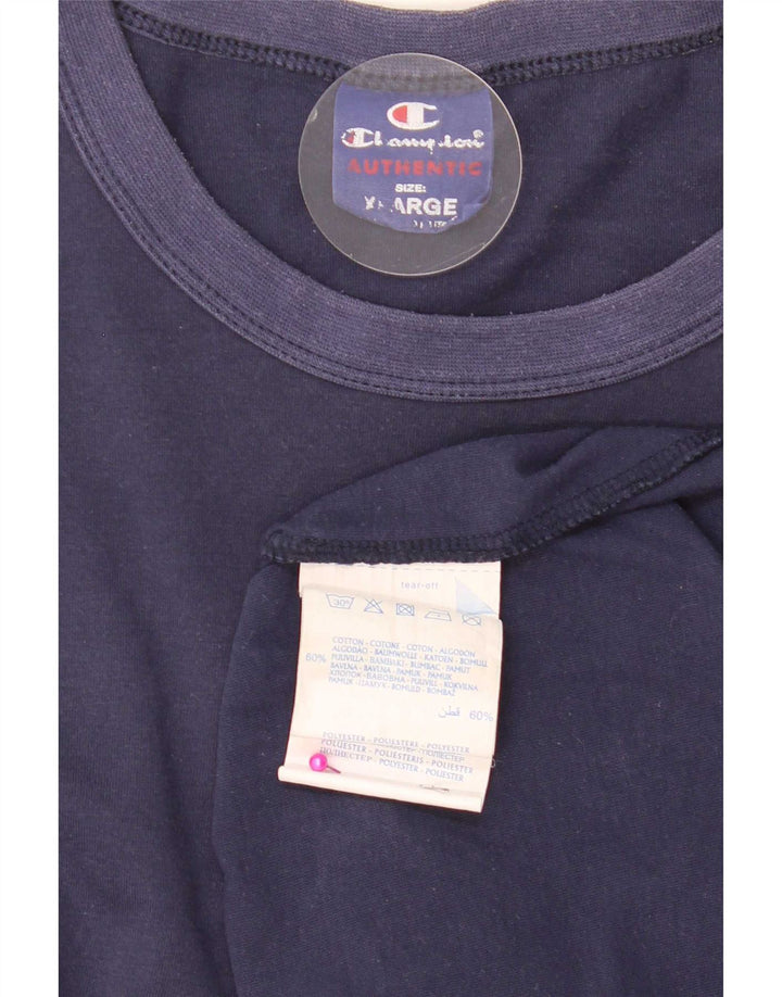 Champion Mens Long Sleeve Top Long Sleeve XL Navy Blue Cotton