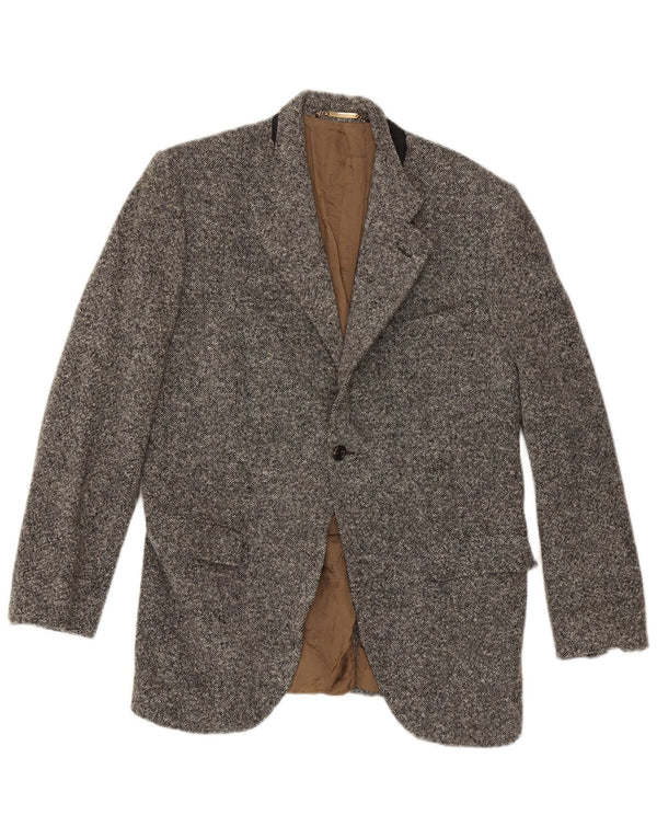 Dolce & Gabbana Mens 1 Button Blazer Jacket IT 52 XL Grey Flecked Wool