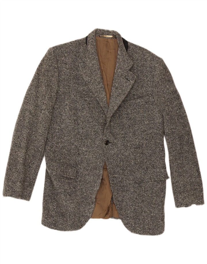 Dolce & Gabbana Mens 1 Button Blazer Jacket IT 52 XL Grey Flecked Wool