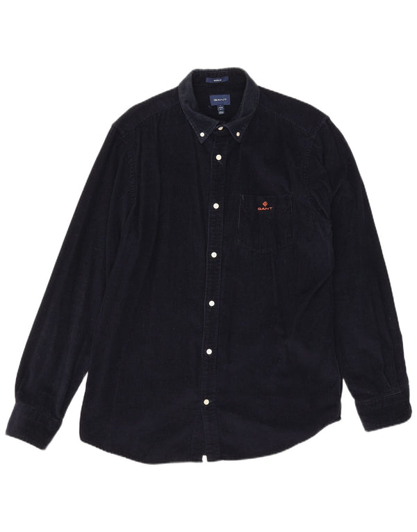 Gant Mens Corduroy Shirt Size 41/42 16 1/2 Large Navy Blue Cotton