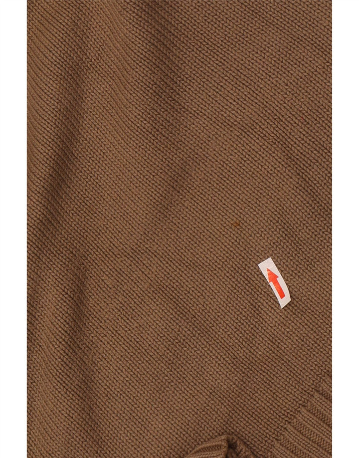 Zara Mens V-Neck Jumper Sweater Medium Brown Cotton
