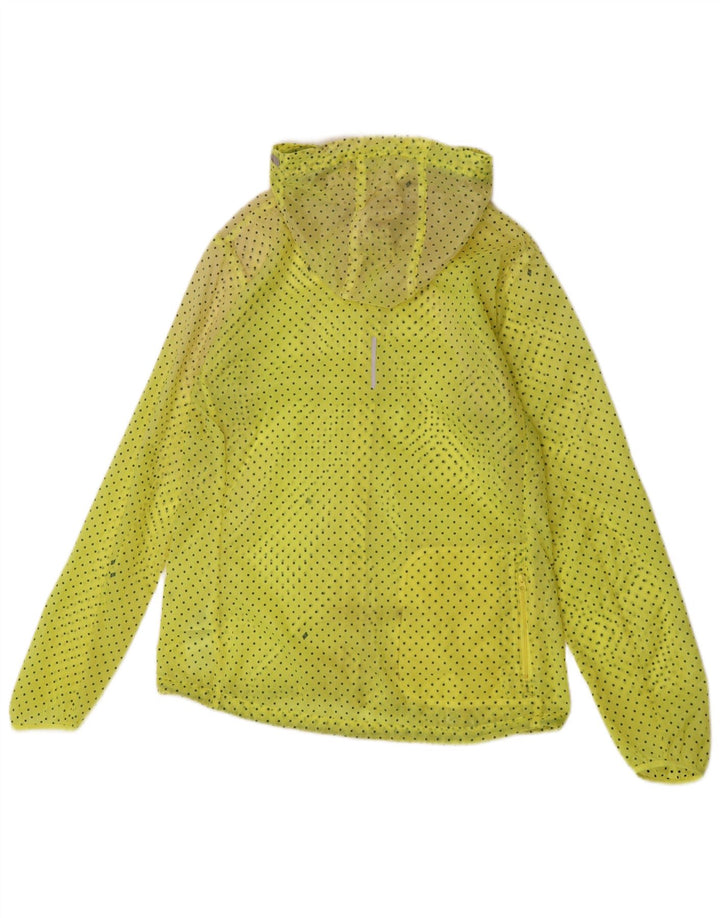 Nike Womens Running Hooded Rain Jacket UK 14 Medium Yellow Spotted