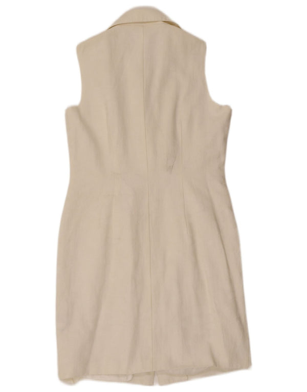 C&A Womens Sleeveless Shirt Dress UK 14 Medium White Polyester