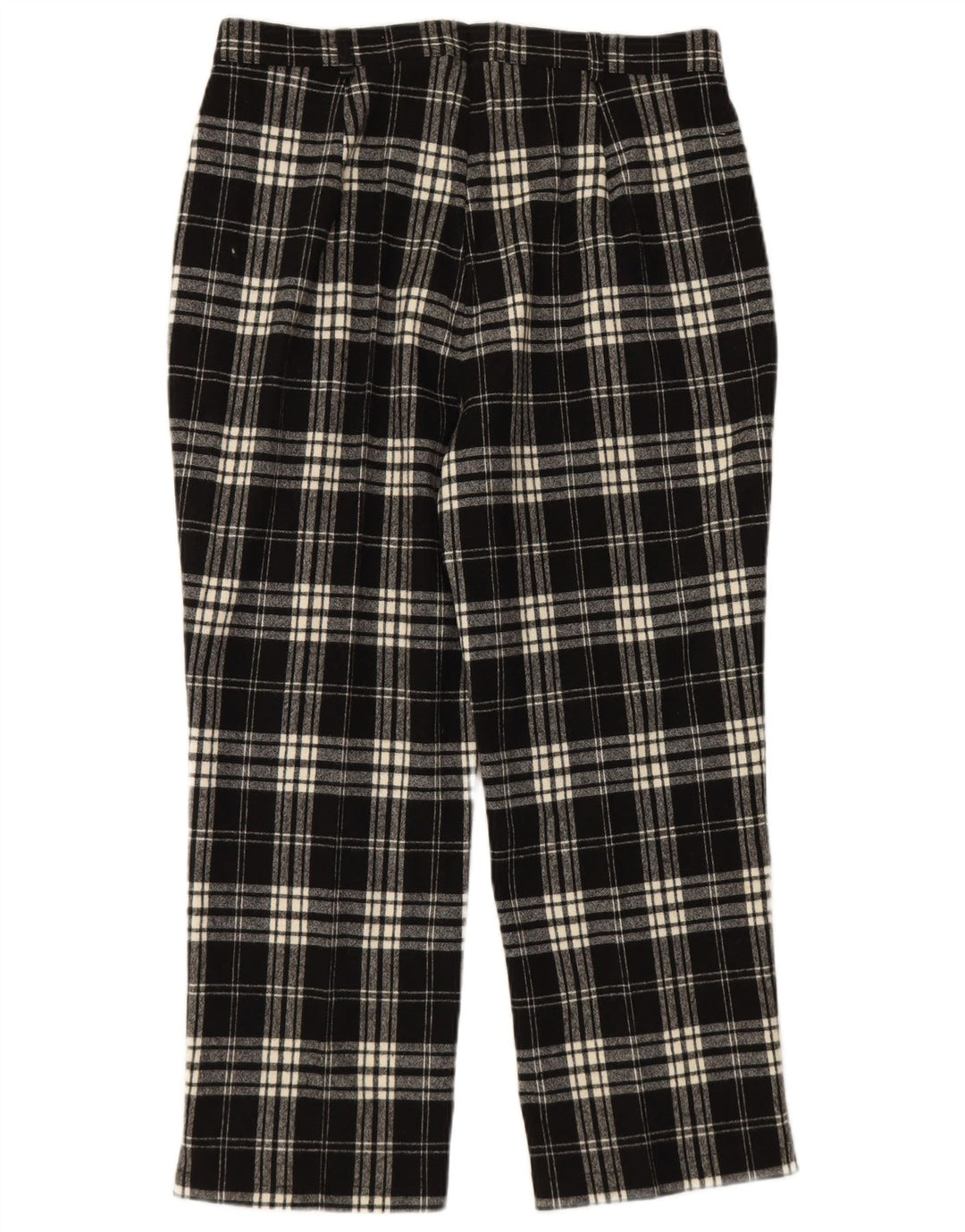 FAIR LADY Womens Straight Cropped Trousers W32 L25 Black Check
