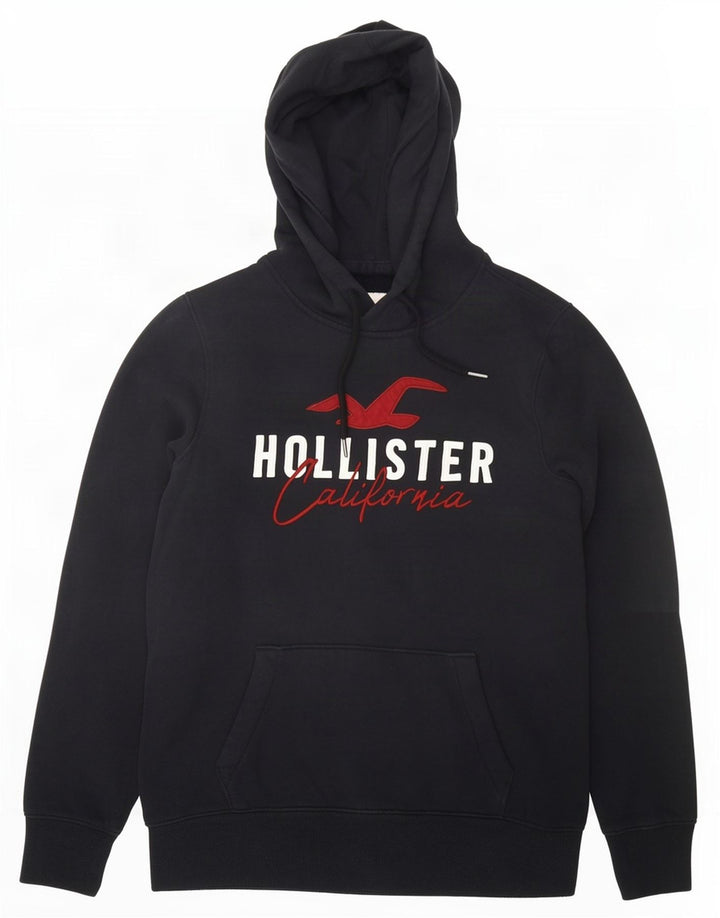 Hollister Mens Graphic Hoodie Jumper Small Black