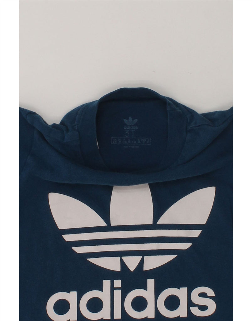 ADIDAS Boys Graphic T-Shirt Top 2-3 Years Navy Blue Cotton | Vintage Adidas | Thrift | Second-Hand Adidas | Used Clothing | Messina Hembry 