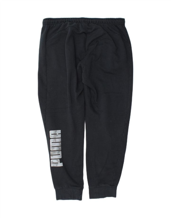 PUMA Mens Graphic Tracksuit Trousers Joggers Large  Navy Blue Vintage Puma and Second-Hand Puma from Messina Hembry 