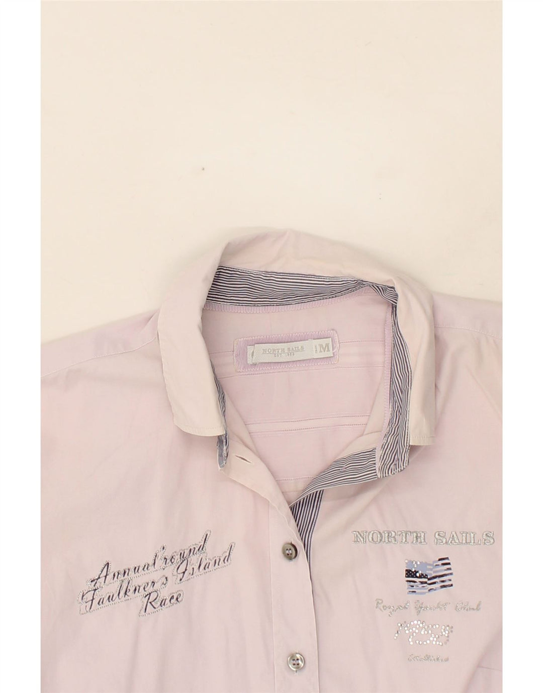 NORTH SAILS Womens Graphic Shirt UK 14 Medium Purple Cotton Vintage North Sails and Second-Hand North Sails from Messina Hembry 