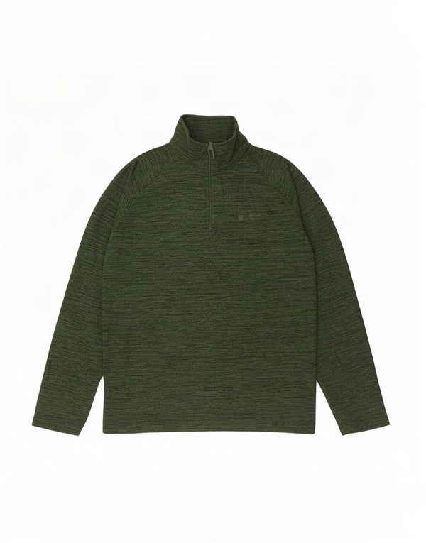 Mountain Warehouse Mens Zip Neck Fleece Jumper Medium Green Flecked