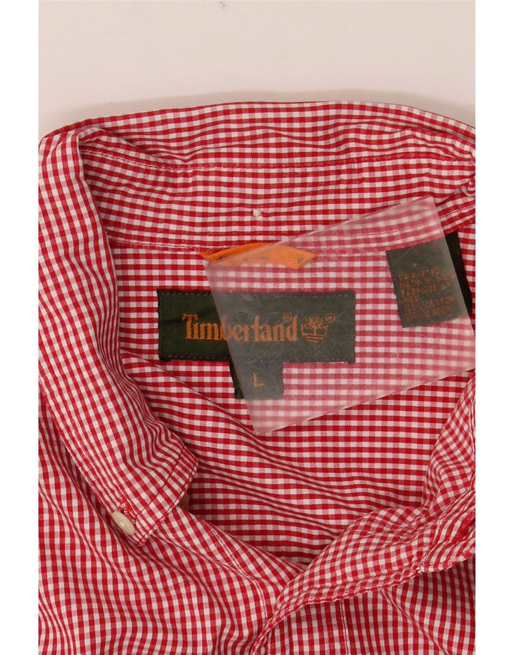 TIMBERLAND Mens Shirt Large Red Gingham Cotton