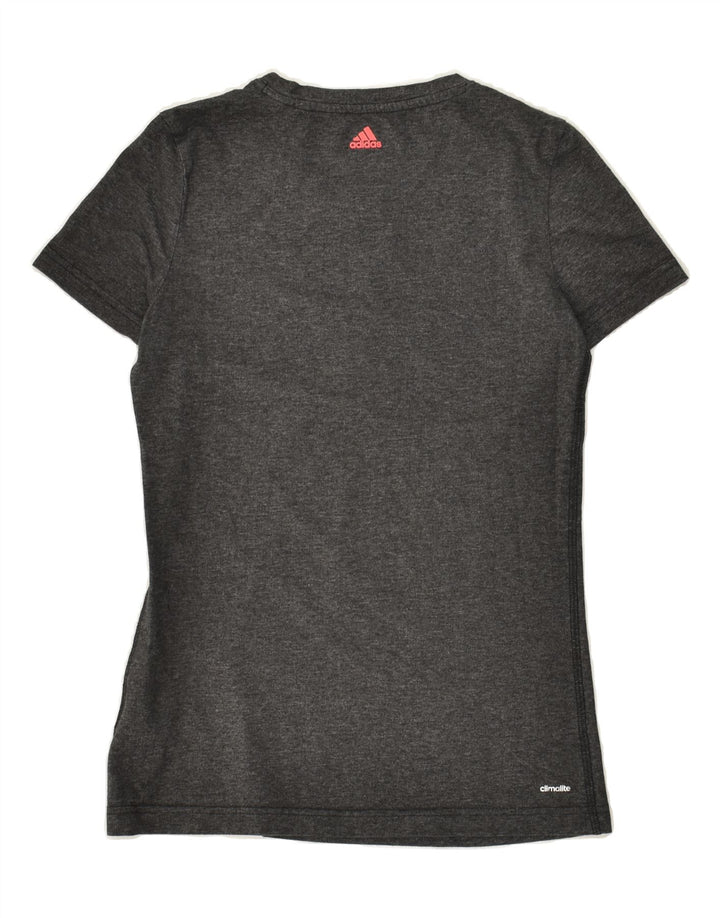 ADIDAS Womens Graphic T-Shirt Top UK 10 Small Grey Cotton | Vintage Adidas | Thrift | Second-Hand Adidas | Used Clothing | Messina Hembry 