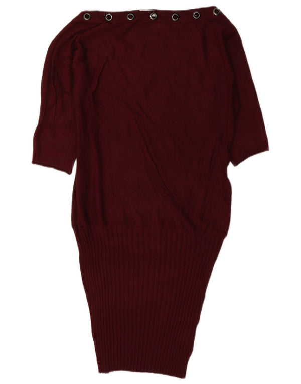 Liu Jo Womens 3/4 Sleeve Oversized Drop Waist Dress UK 6 XS Burgundy