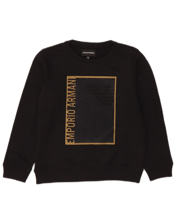 Emporio Armani Boys Graphic Sweatshirt Jumper 9-10 Years Black Cotton