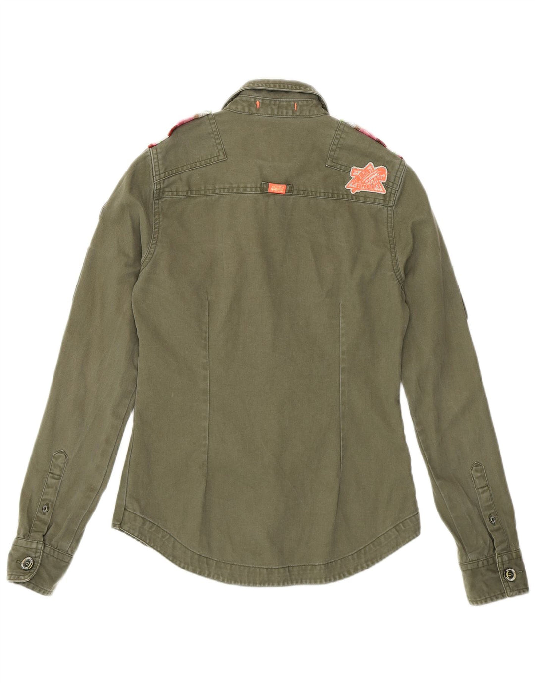 SUPERDRY Womens Military Denim Shirt UK 6 XS Khaki Cotton