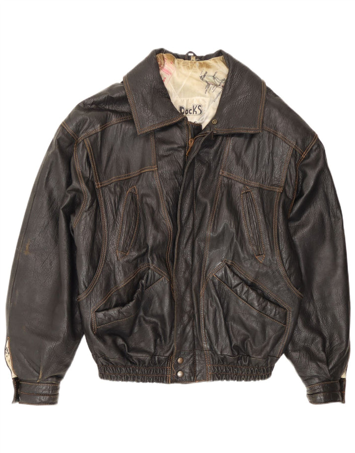 Vintage Mens Leather Jacket UK 38 Medium Brown