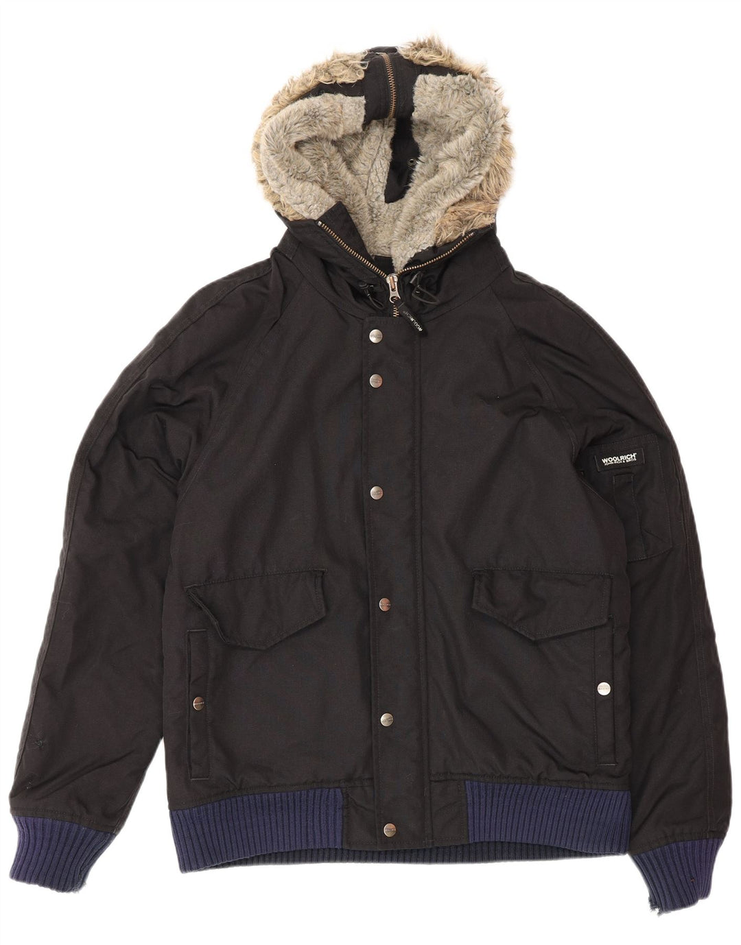 Woolrich Mens Hooded Windbreaker Jacket UK 40 Large Black