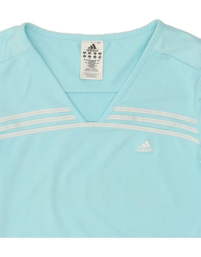 ADIDAS Womens Climalite T-Shirt Top UK 14 Medium Blue Polyester | Vintage Adidas | Thrift | Second-Hand Adidas | Used Clothing | Messina Hembry 