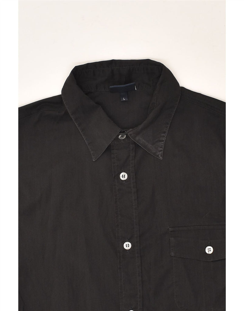 TRUSSARDI JEANS Mens Short Sleeve Shirt Large Black Cotton | Vintage Trussardi Jeans | Thrift | Second-Hand Trussardi Jeans | Used Clothing | Messina Hembry 