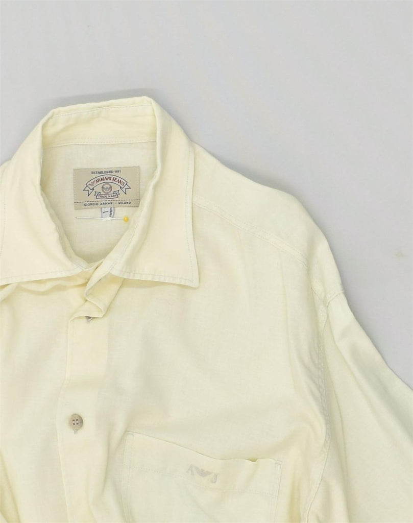 ARMANI JEANS Mens Shirt Large Beige Cotton | Vintage Armani Jeans | Thrift | Second-Hand Armani Jeans | Used Clothing | Messina Hembry 