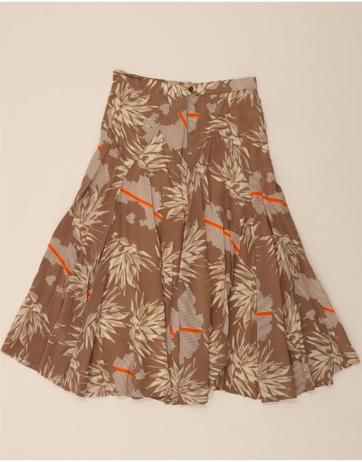 VINTAGE Womens A-Line Skirt W28 Medium Brown Floral Vintage Vintage and Second-Hand Vintage from Messina Hembry 