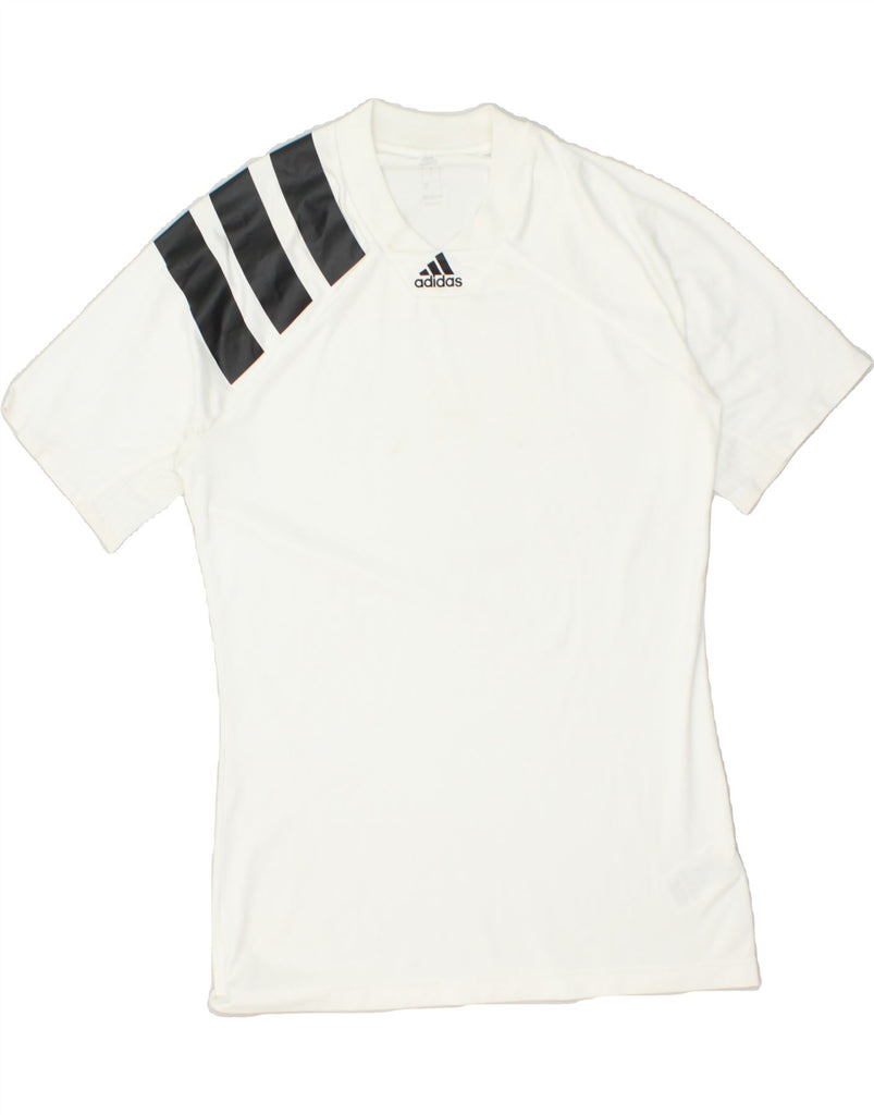 ADIDAS Mens T-Shirt Top Small White Colourblock Polyester | Vintage Adidas | Thrift | Second-Hand Adidas | Used Clothing | Messina Hembry 