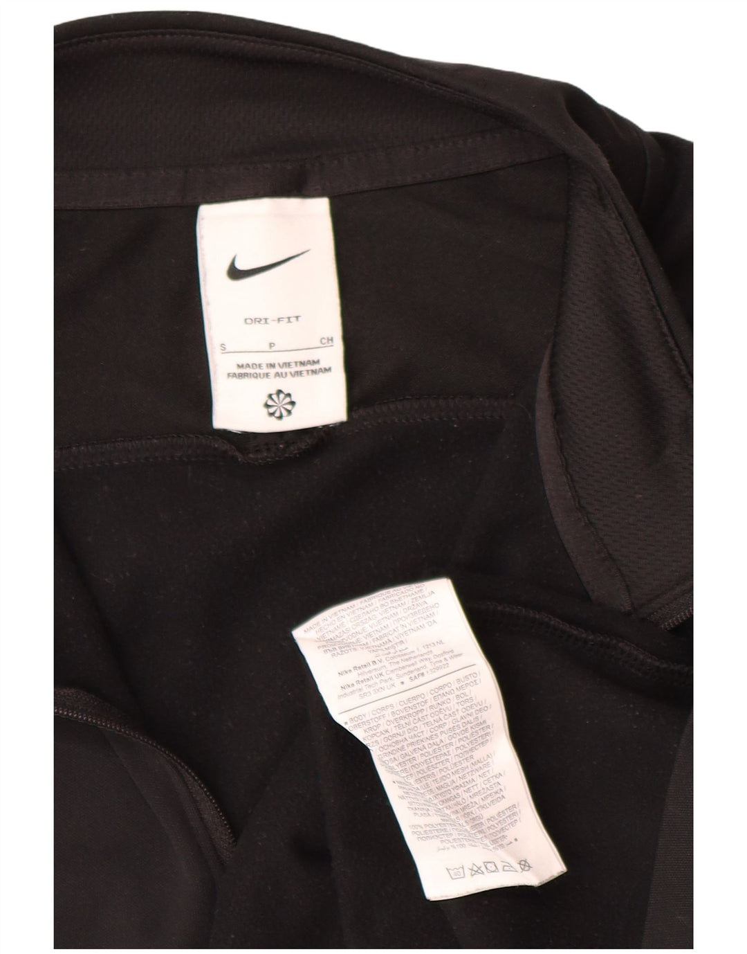Nike Mens Dri Fit Zip Neck Pullover Tracksuit Top Small Black Colourblock
