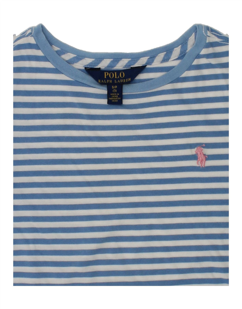 POLO RALPH LAUREN Girls T-Shirt Top 6-7 Years Small Blue Striped Cotton | Vintage Polo Ralph Lauren | Thrift | Second-Hand Polo Ralph Lauren | Used Clothing | Messina Hembry 