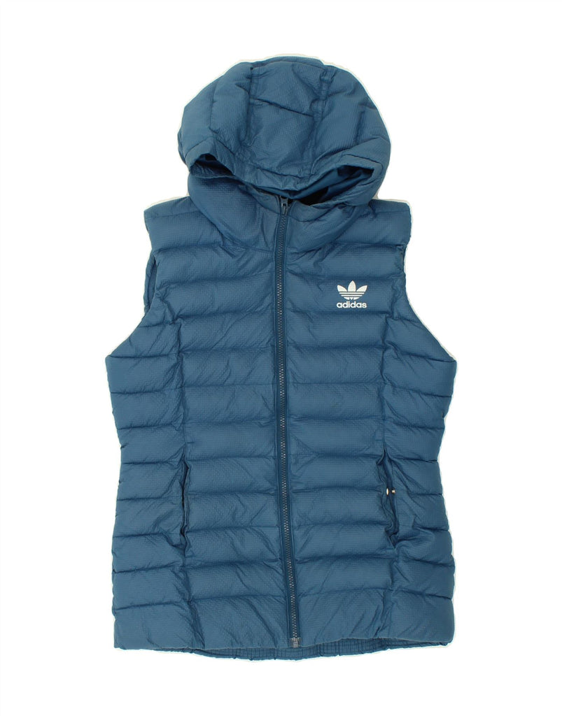 ADIDAS Womens Hooded Padded Gilet UK 10 Small Blue Polyester Vintage Adidas and Second-Hand Adidas from Messina Hembry 