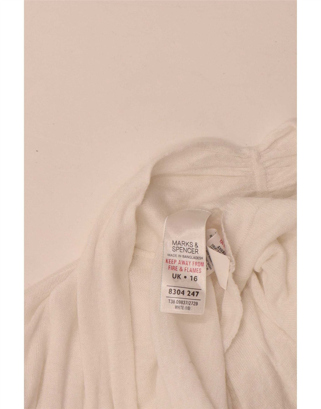 Marks & Spencer Womens 3/4 Sleeve Open Cardigan Sweater UK 16 Large White