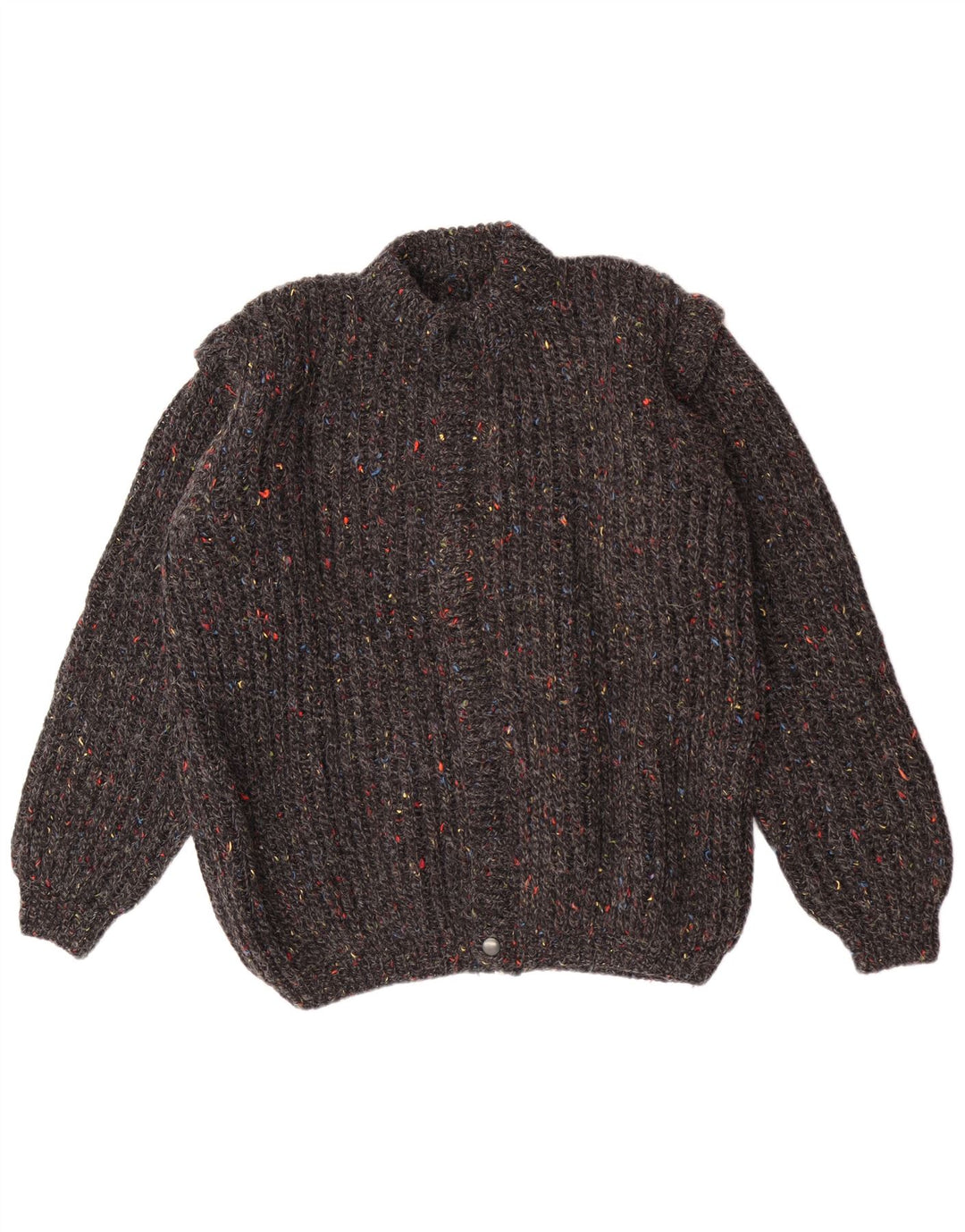 Vintage Mens Cardigan Sweater Medium Grey Flecked Classic