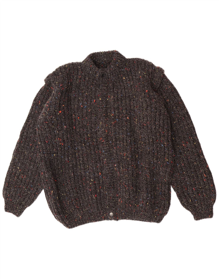 Vintage Mens Cardigan Sweater Medium Grey Flecked Classic