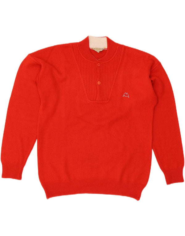 Kappa Mens Crew Neck Jumper Sweater IT 48 Medium Red Wool