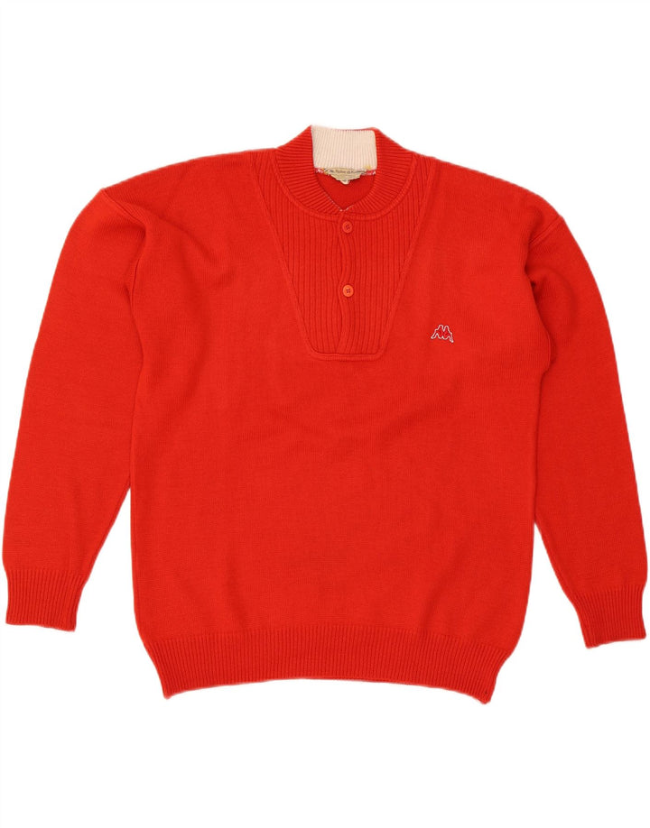Kappa Mens Crew Neck Jumper Sweater IT 48 Medium Red Wool