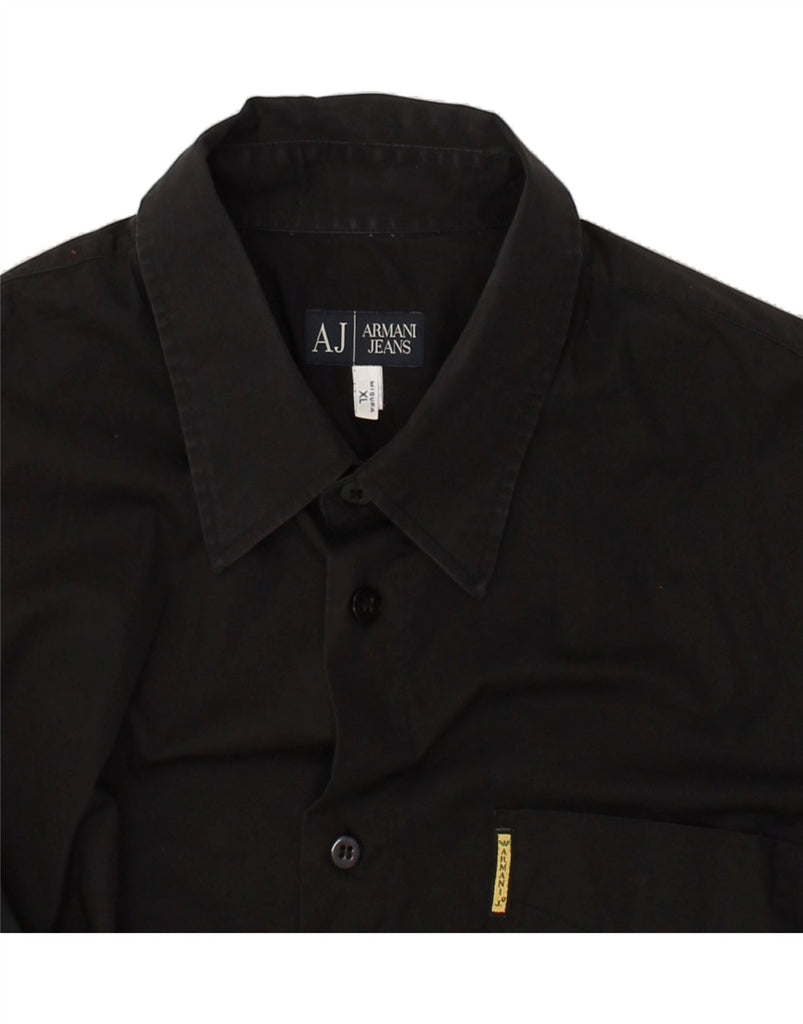 ARMANI JEANS Mens Shirt XL Black Cotton | Vintage Armani Jeans | Thrift | Second-Hand Armani Jeans | Used Clothing | Messina Hembry 