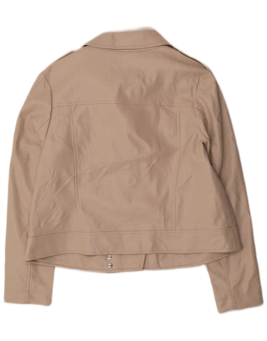 Marks & Spencer Womens Faux Leather Biker Jacket UK 18 XL Beige